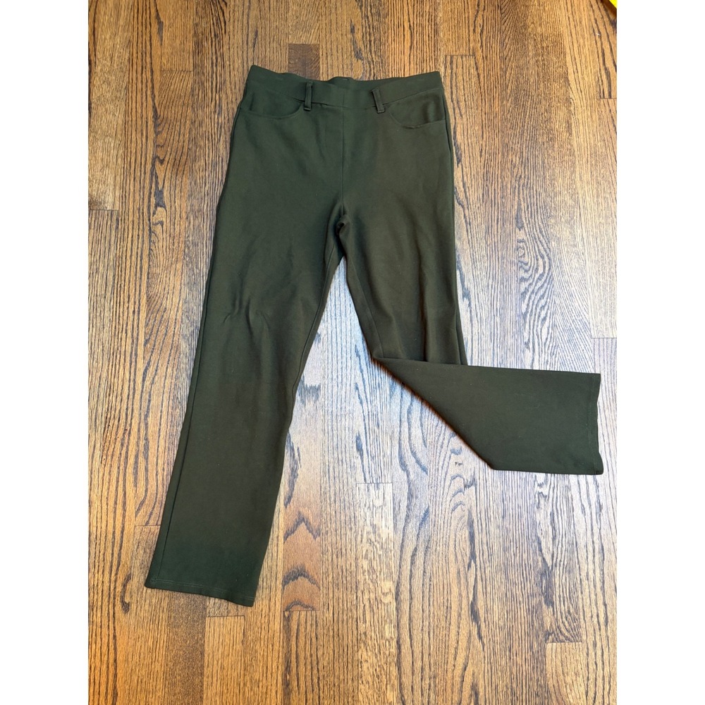 Quince Ponte Straight Leg Pants S Green Stretch Minimalist Quiet Luxury Academia